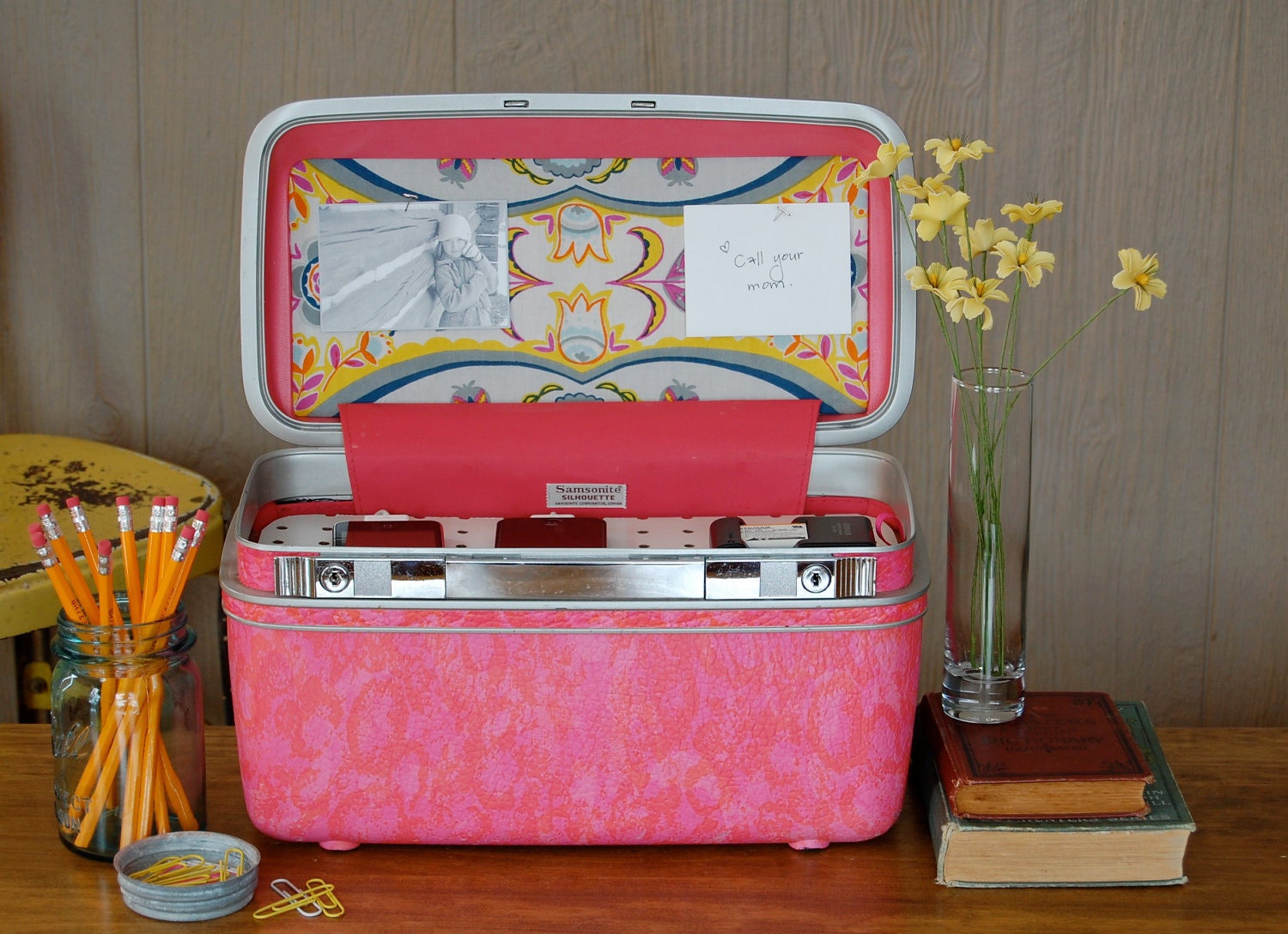 Vintage Samsonite Train Case Custom Charging Station for phones & iPods in Color of your choice