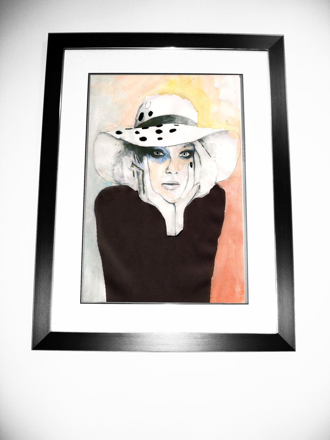 Chanel fashion Inspired Art Illustration Woman's Face Limited Print Mounted 16x12