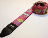 ROCKABILLY CUPCAKE - Handmade Guitar Strap - Pink straps - Cupcakes