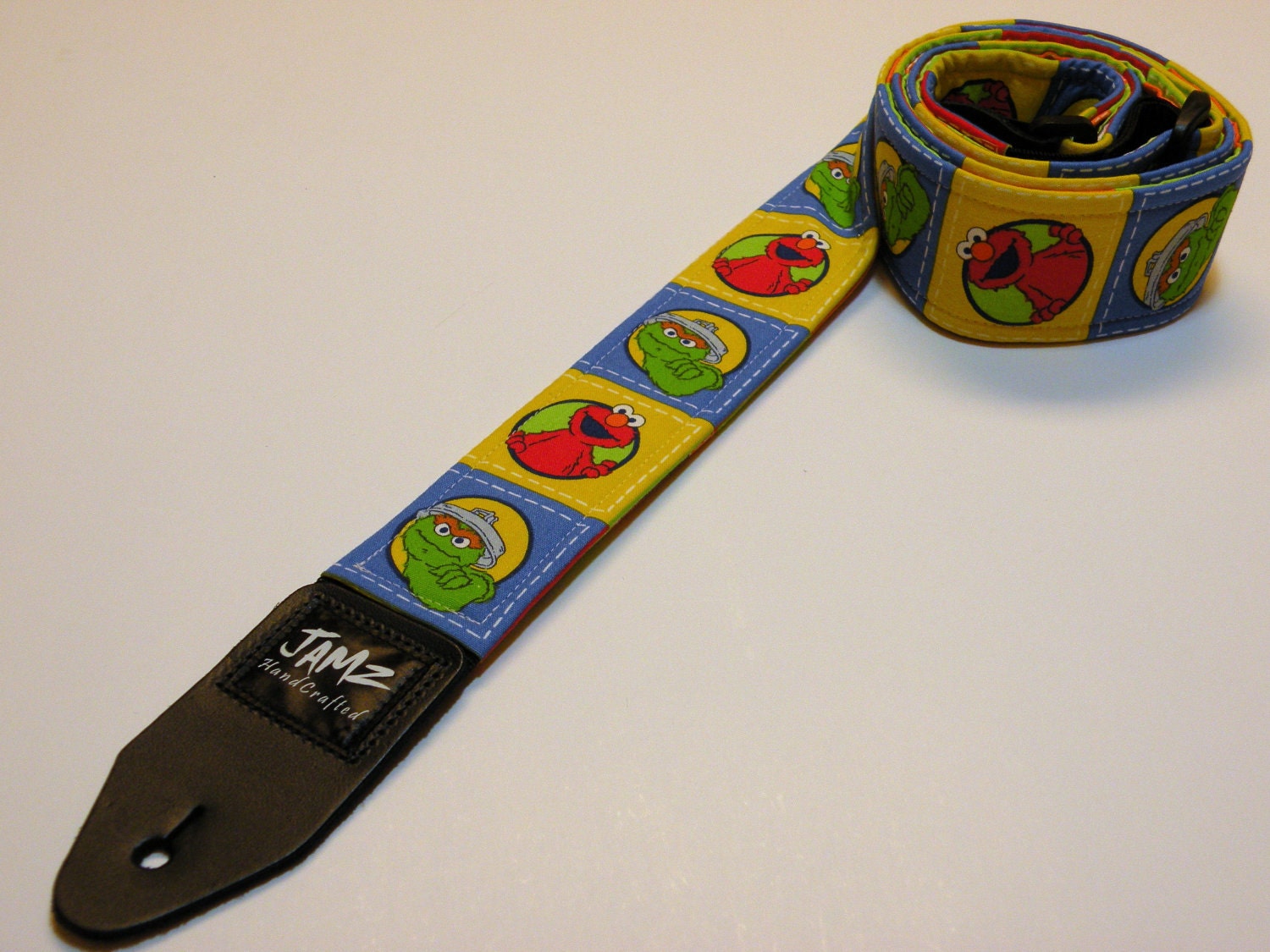 Kids Guitar Strap - SESAME STREET - 2 Sided - Elmo - Oscar the Grouch - Ernie - Cookie Monster
