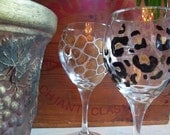 ANIMAL PRINT Wine Glasses handpainted