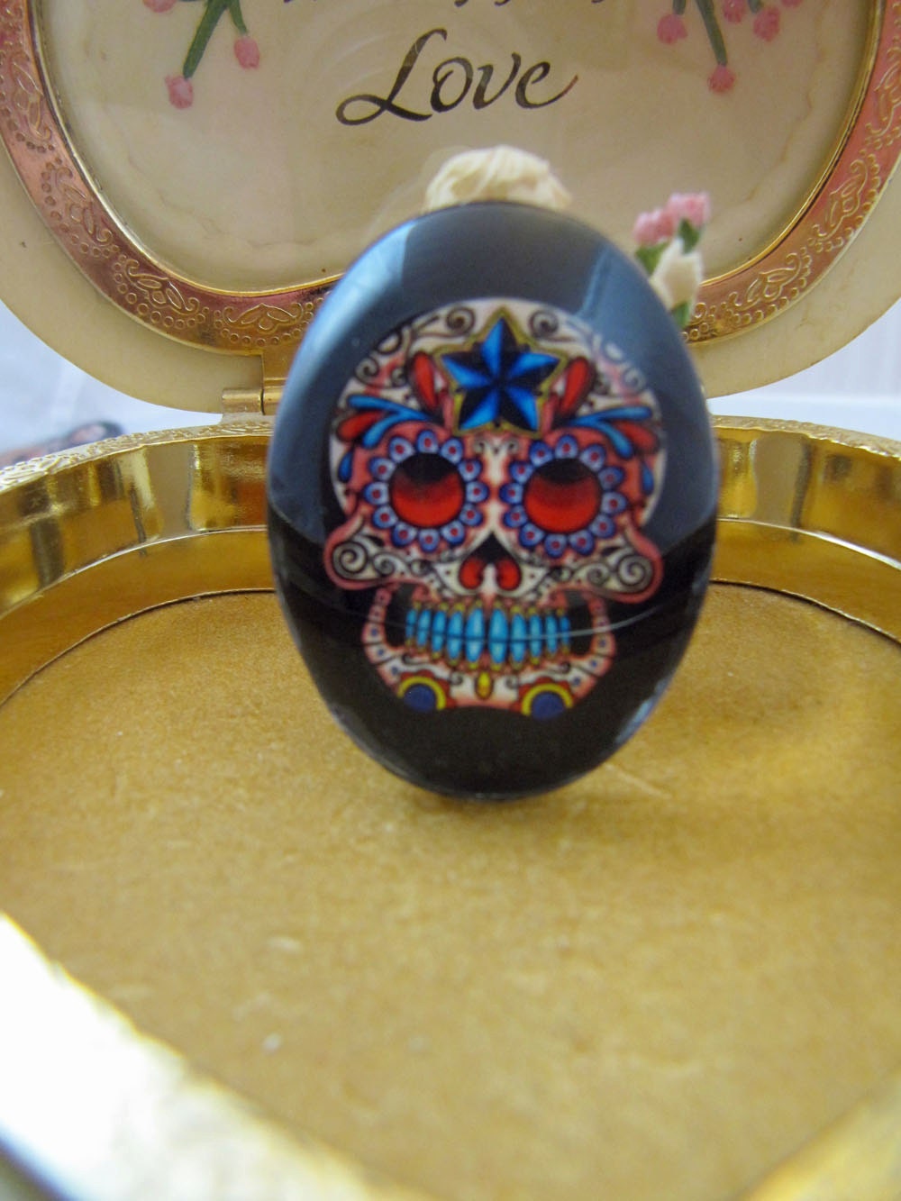 BB43 Glass Art Cabochon Biker Grunge Sugar Skull