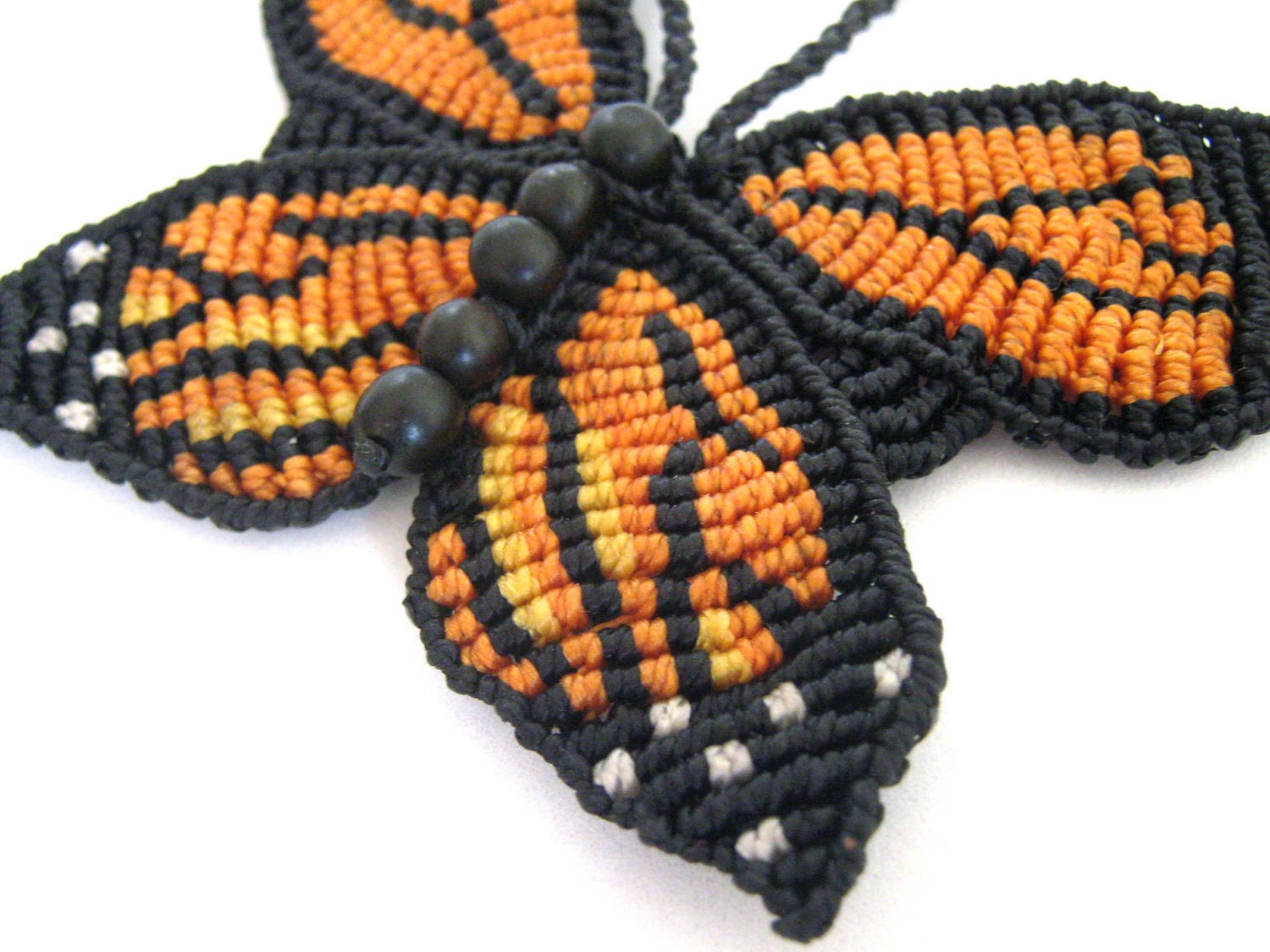 Macrame Monarch Butterfly Necklace - made to order