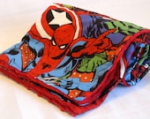 Big Kid Marvel Retro Comics Multi Comic Characters Red Minky Blanket