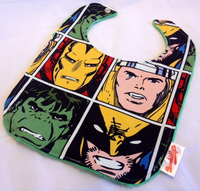 Marvel Retro Squares Green Bib