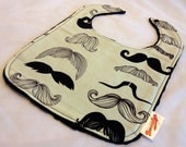 Mustachio Black Minky Bib
