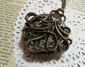 Octopus Large Steampunk Pocket Watch Necklace