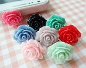 pretty 20mm Rose earphone plug -  pick your color