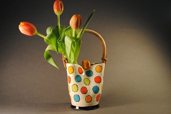 Purse Vase - Multi-color Dots