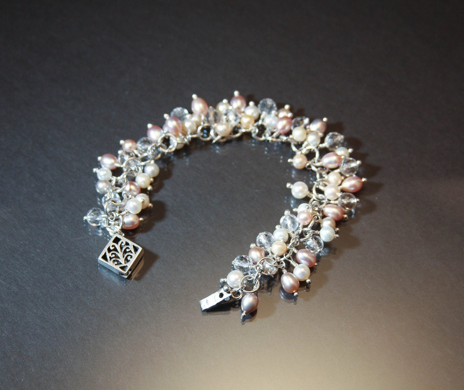 Bracelet: Pearl, Quartz Crystal, Sterling Silver