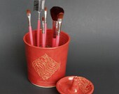 Makeup Brush & Ring Holder Set: Red-Rust Handmade Ceramic