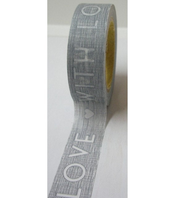 Japanese Washi Masking Tape - Sketch - Grey - WITH LOVE - 11 Yards