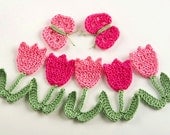 Crochet Pattern Tulip Flowers and Butterflies PDF Instant Download