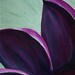 Purple and pink flower on green acrylic painting on canvas