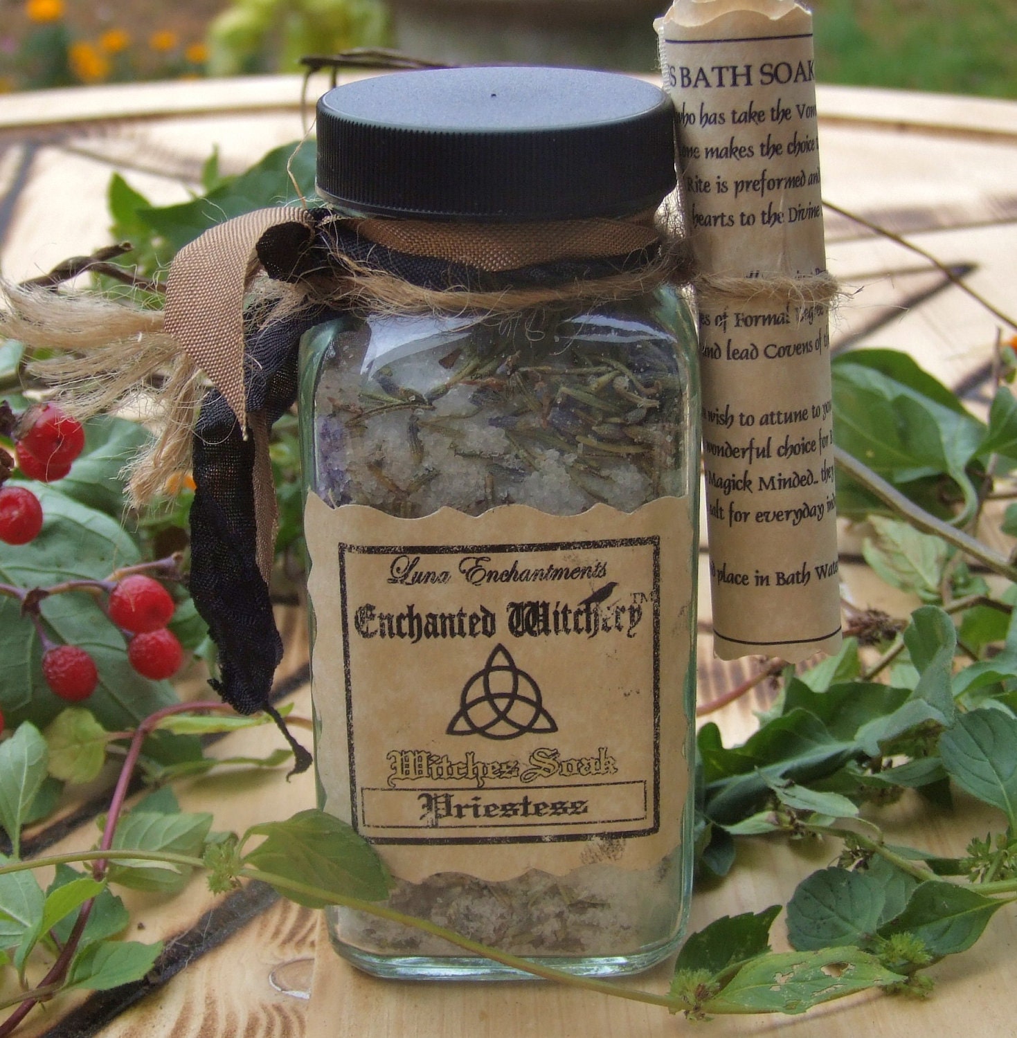 Priestess. Enchanted Witchery. Witches Salts. Attune to the Energies of The Moon. Ritual Magick. Lavender. Rosemary. Rose
