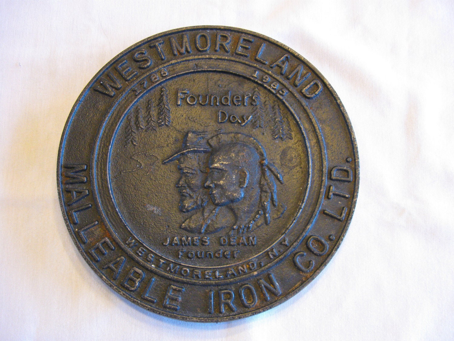 Vintage Westmoreland Malleable Iron Company Founder's Day Trivet 1985