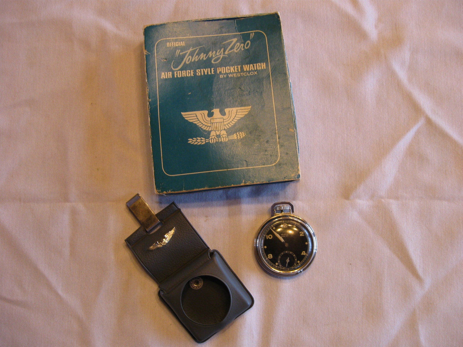 Vintage Johnny Zero Air Force Style Pocket Watch by Westclox 1960s