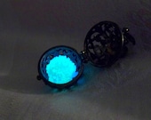 Kaged Kryptonite - Ocean Blue Mysterious Glowing Sphere in Antique- Silver Plated Cage