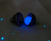 Kaged Kryptonite - Midnight Blue - Mysterious Glowing Sphere in Antique-Silver Plated Cage