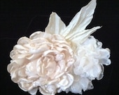 Bridal Hair Comb Headpiece Hair Clilp Wedding Sash Belt Brooch Pin Flower Ivory
