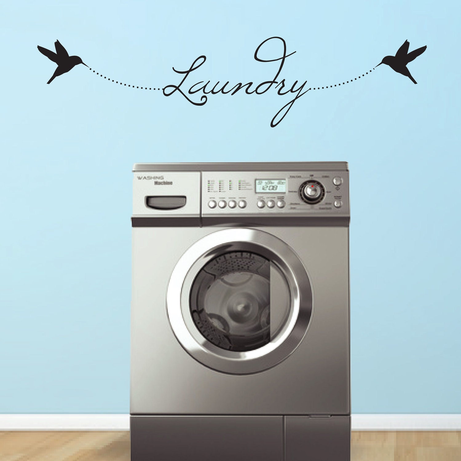 Laundry with Hummingbirds - Removable Vinyl Decal - Great for Laundry Room or Utility Room