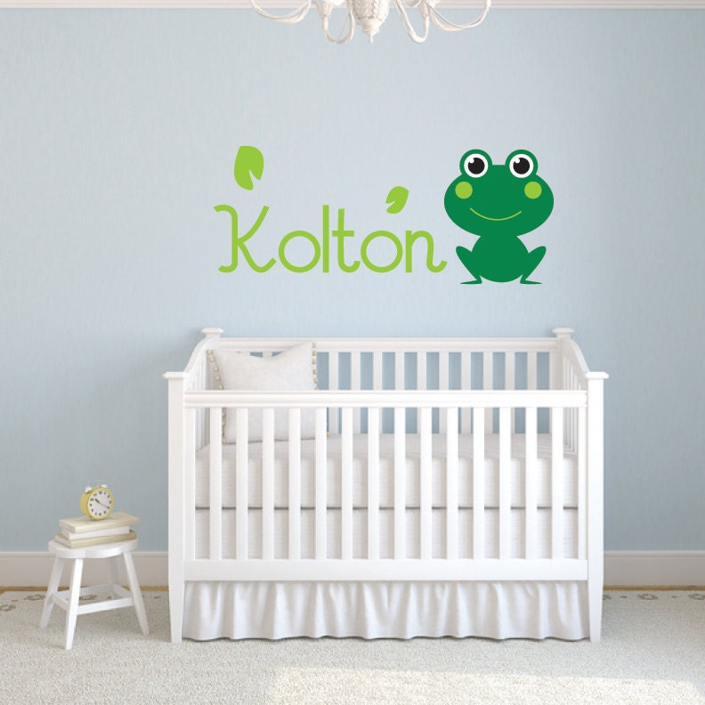 Childrens Room Decor Happy Frog - Vinyl Lettering - Removable Vinyl Decal - Great for Nursery or Boy Bedroom