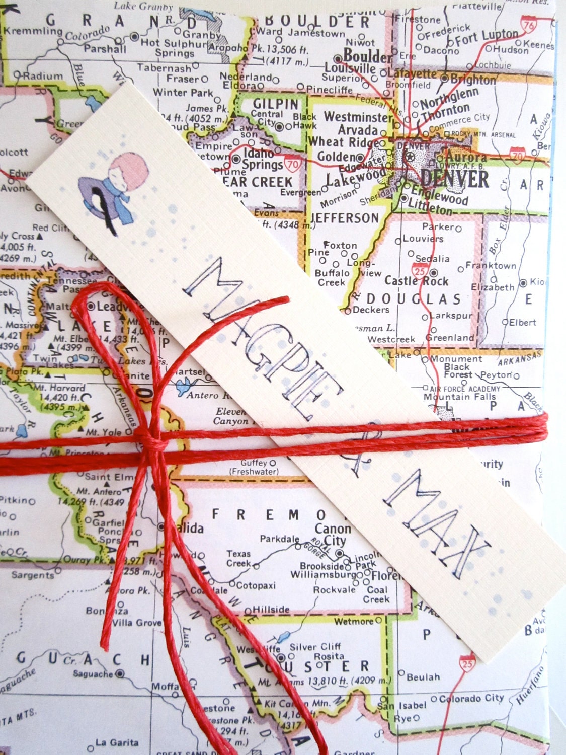 Handmade Stationery, Gift Under 25, Mother's Day, A Set of 10 Map Envelopes and Handmade Notecards, Can Be Customized