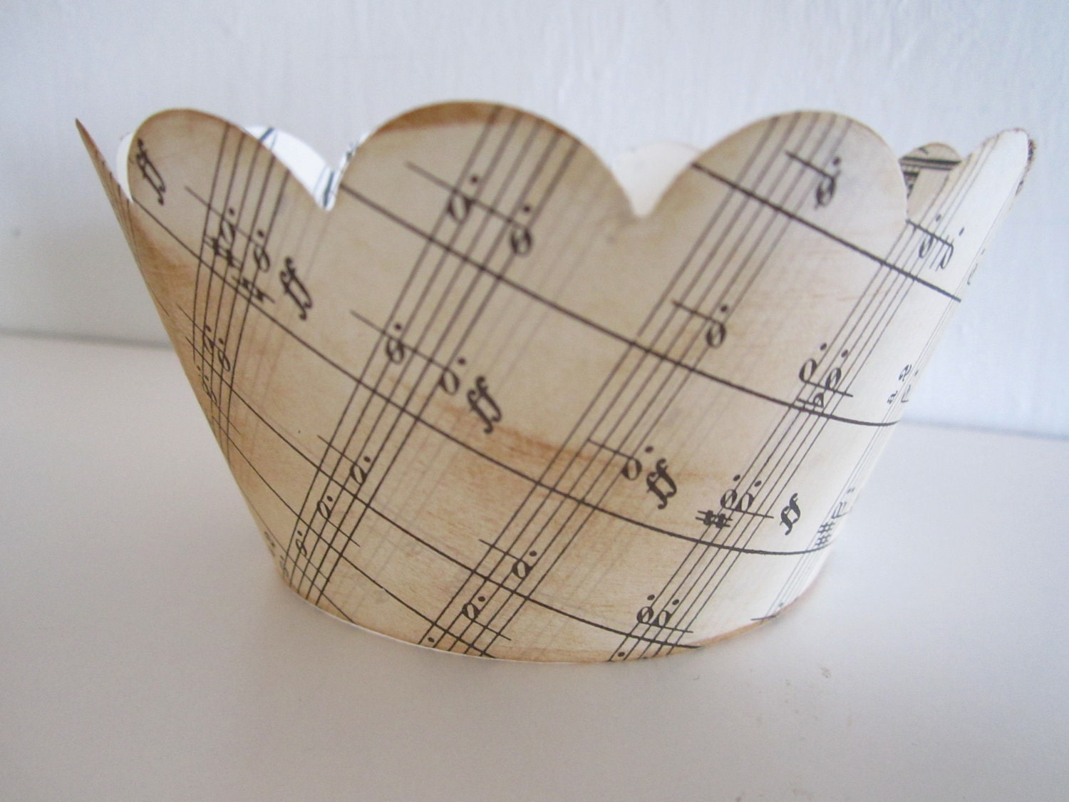 Cupcake, Wrappers, Vintage, Music, Tea Stained, New Years Party, Black and White, Aged-Look, Sheet Music, Shabby Chic, Handmade Wedding