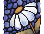 Abstract Daisy Flower in Nature - 8.5 x 11 inch Signed Art Print by Kathy Lycka