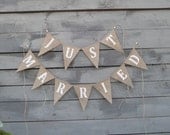 Just married burlap banner