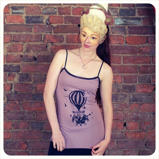 Pink Hot Air Balloon Tank Top - dusty Rose - SMALL skinny tank