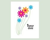 Art print Flower Child with colorful retro style