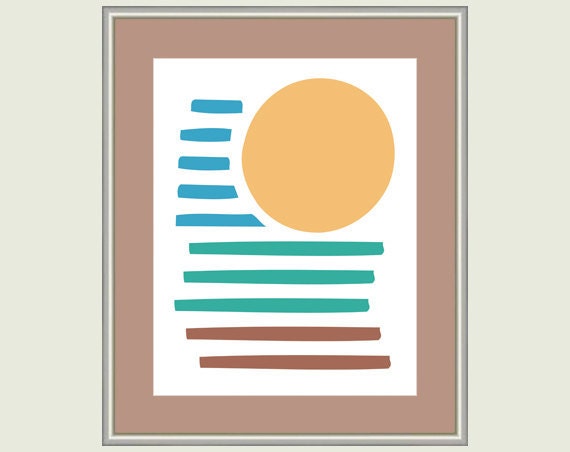 Geometric art print Tropical Sunset on Beach