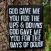 11x14 "God gave me you" Blake Shelton - Lyrics, urban word art