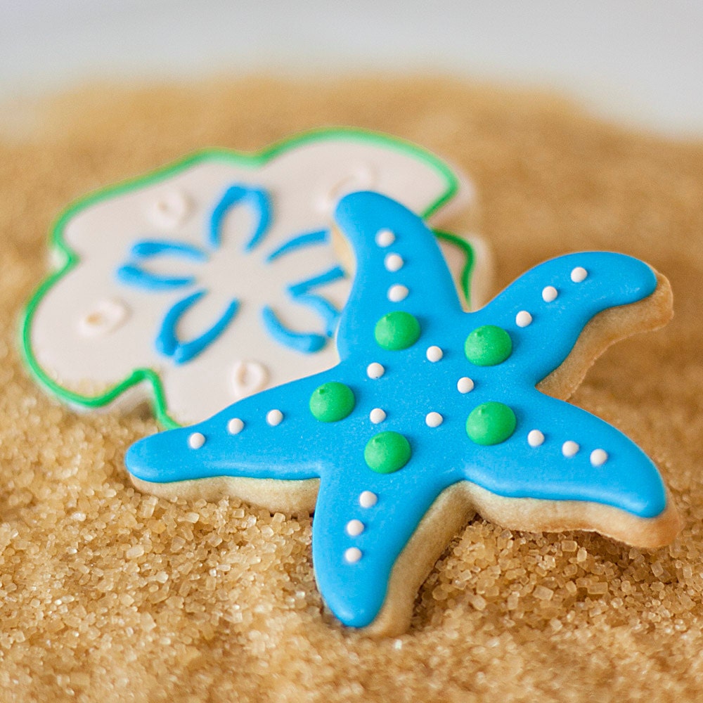 Turquoise Starfish Beach Theme Wedding Cookie Favors Aqua // 1 doz. // Star Fish Party Birthday Wedding Shower Boy Girl