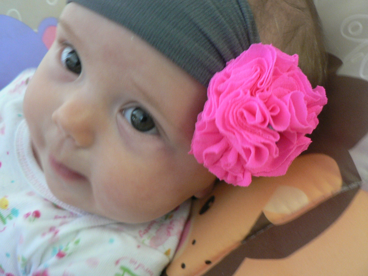 Newborn to Toddler Stretchy Nylon Headband with Flower--Choose Your Colors