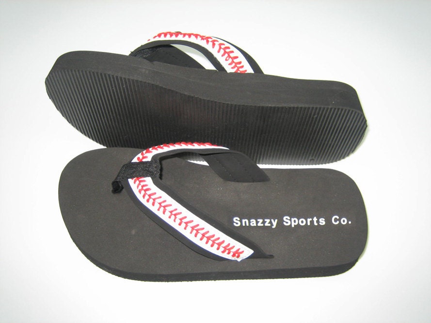Leather Baseball Flip Flops