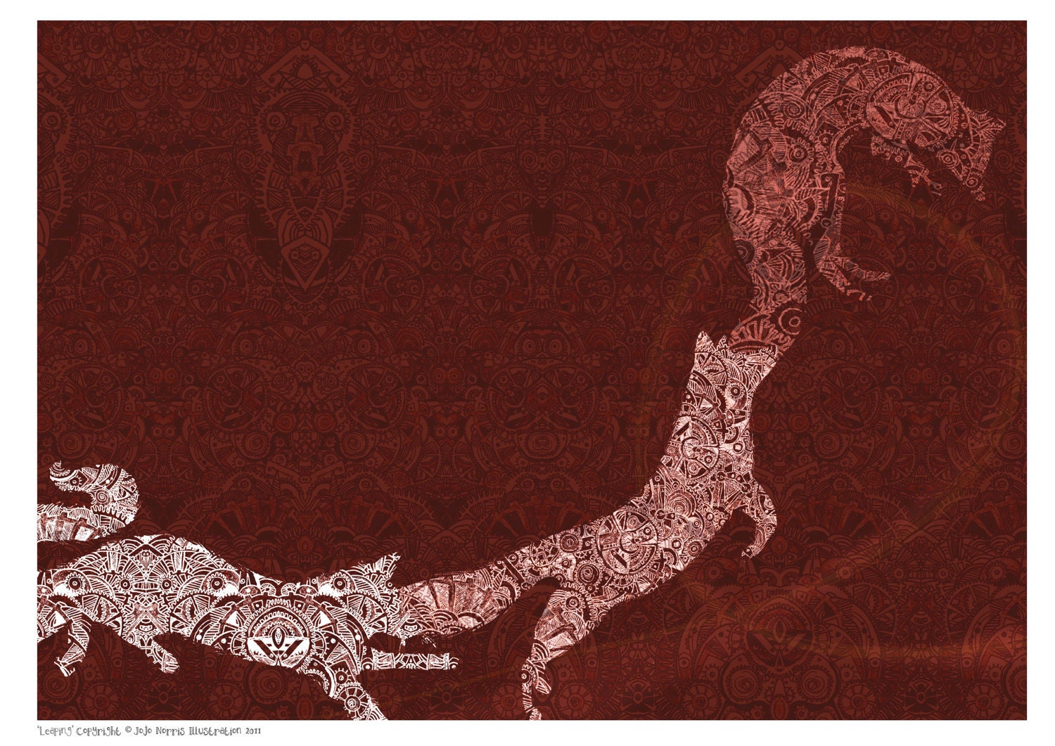 Leaping Burgundy Mechanical Foxes