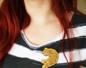 Wooden Engraved Jumping Fox Brooch