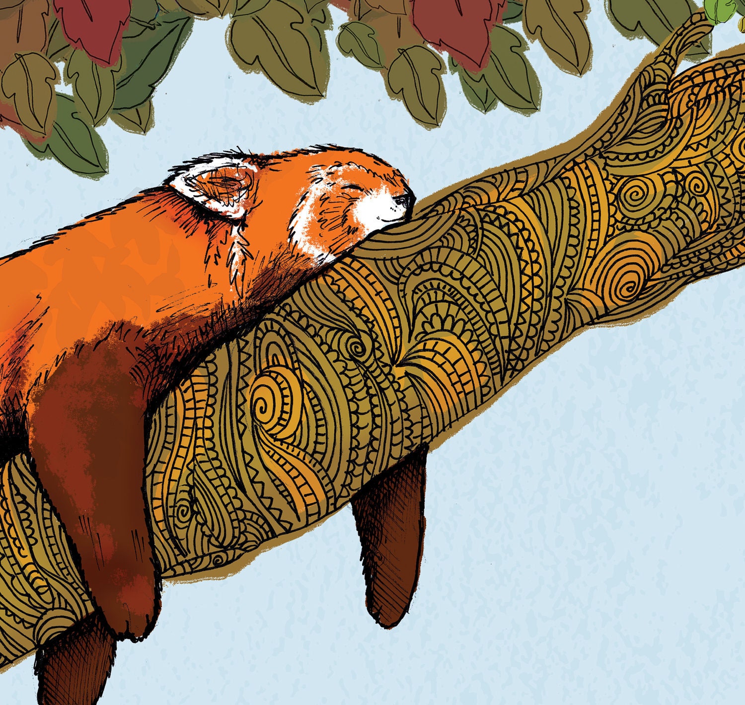 Put your feet up (Red Panda A4 Print)