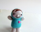 Little Mint Princess, felted Brooch, Hand Felted Jewelry, Miniature doll