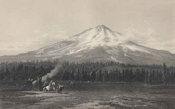 Picturesque America "Mount Shasta" California 1895 Steel Engraving