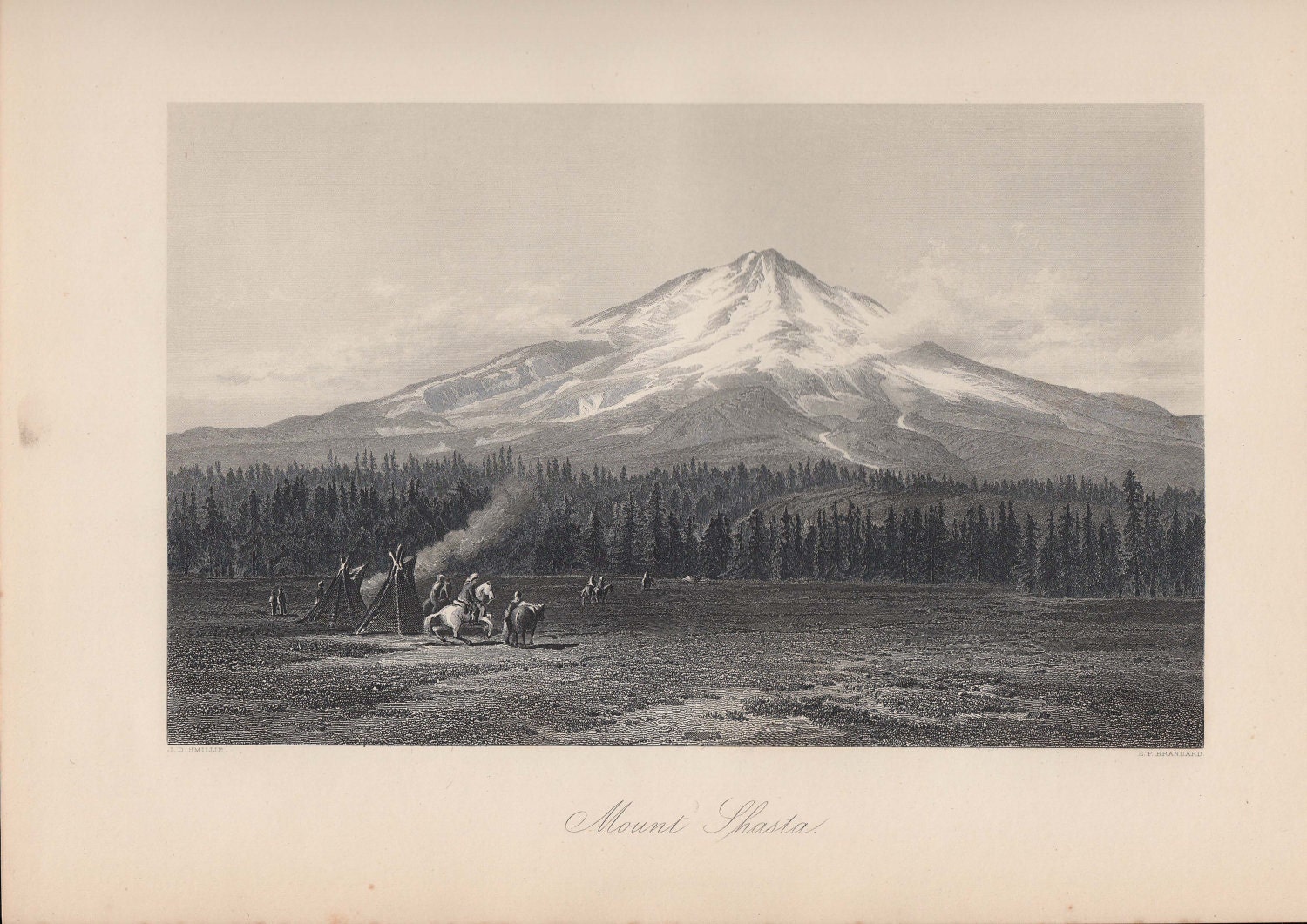 Picturesque America "Mount Shasta" California 1895 Steel Engraving