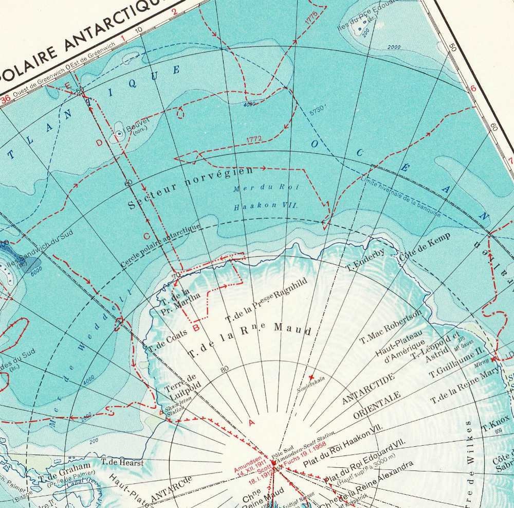 1950s Antarctica  Vintage  Map