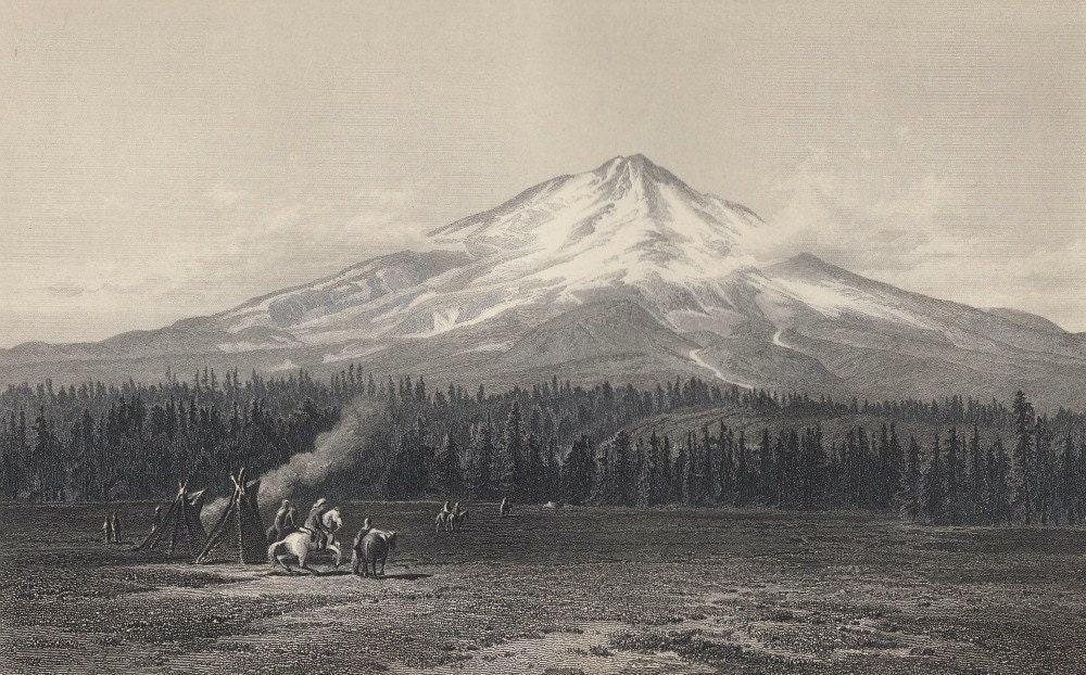 Picturesque America "Mount Shasta" California 1895 Steel Engraving