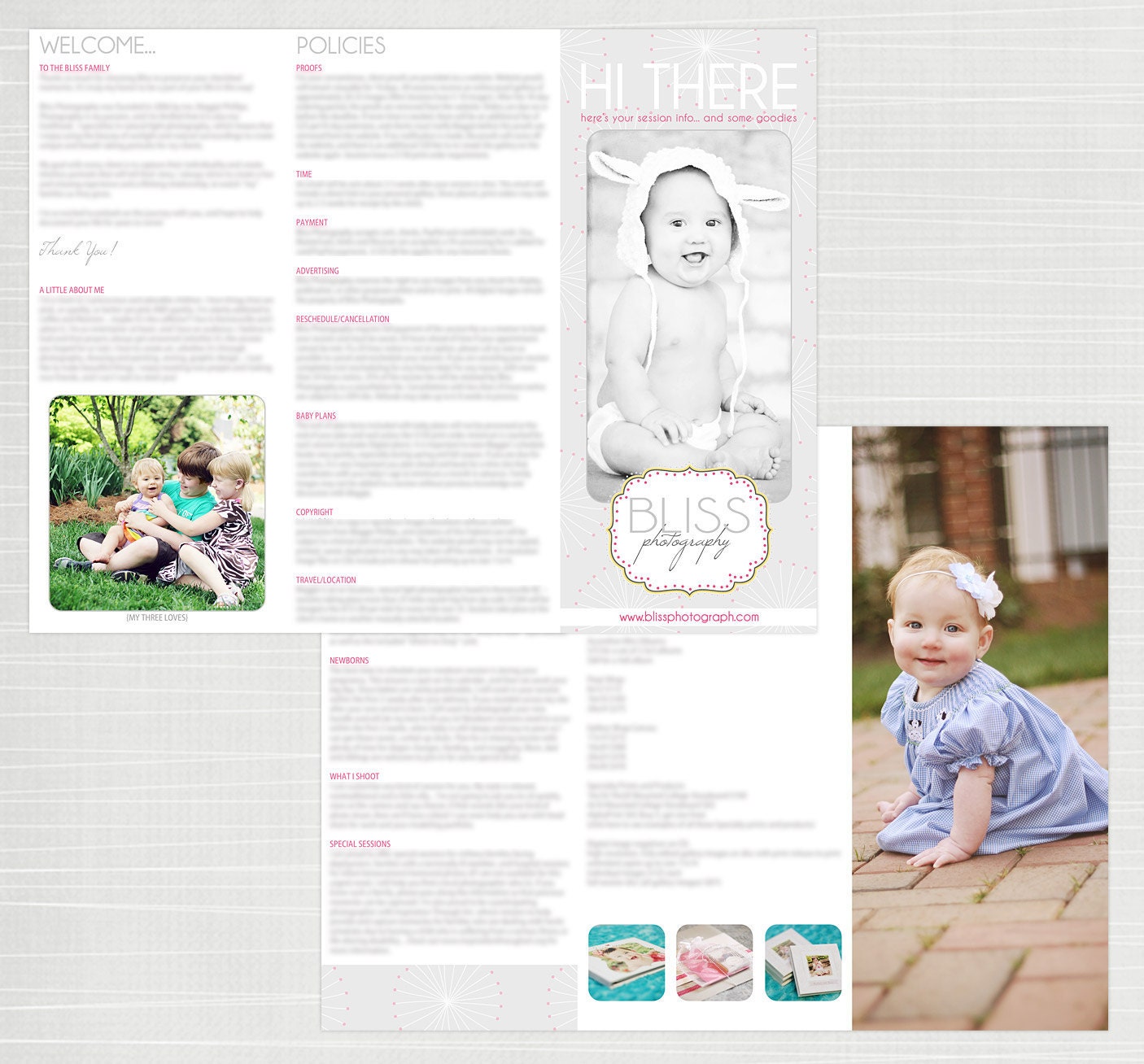 Simplicities - Client Welcome Trifold Brochure 8.5x11 Template with Wording Included Photoshop INSTANT DOWNLOAD