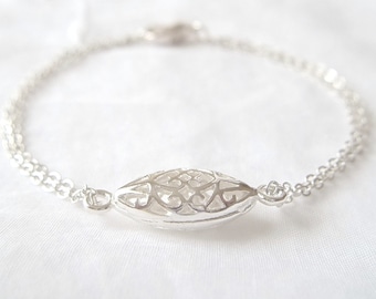 Silver Filigree Bracelet - minimalist simple everyday jewelry - thin bracelet
