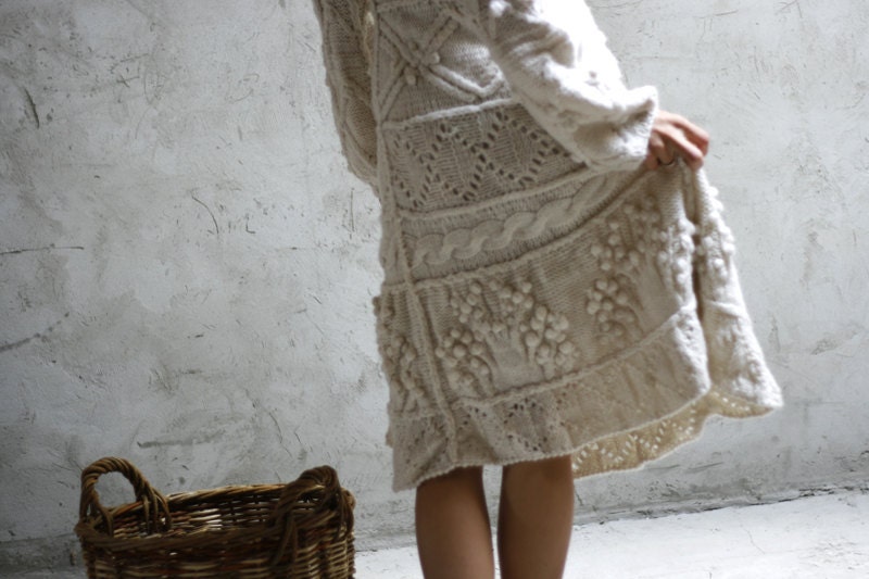 Off-white hand knit dress - wedding dress - custom order