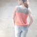 Color block tank top - grey and coral - ready to ship
