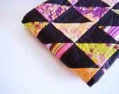 Spring Baby Quilt - Toddler blanket - Dreaming in French designer fabric - pink purple lime orange